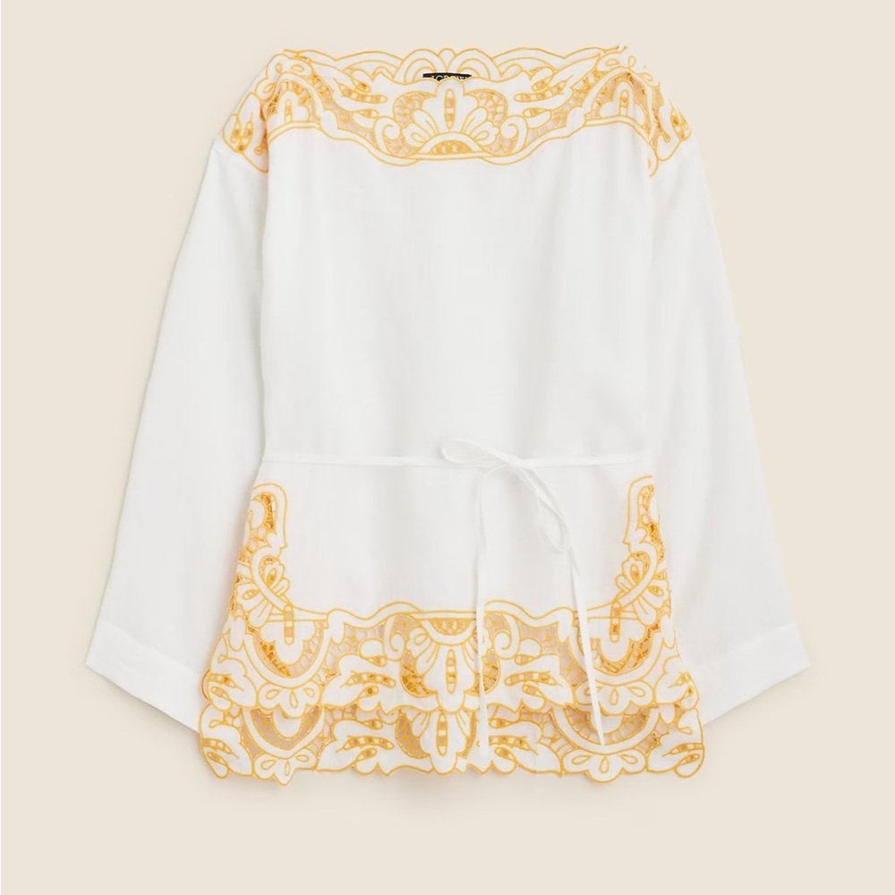 NWT — J. Crew Cutwork tunic top in linen —Size Small